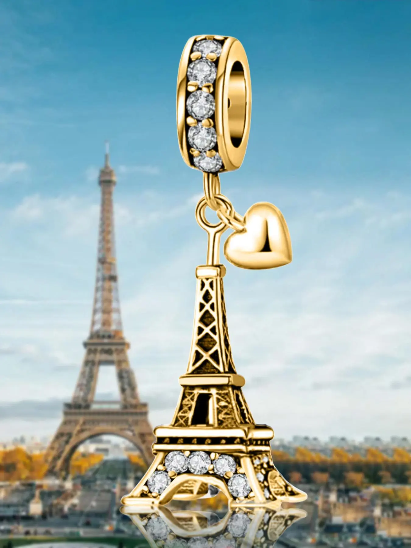 Heart & Cross & Eiffel Tower Design Charms, Fashionable Jewelry Accessories for Women & Girls, DIY Jewelry Making Supplies for Bracelet & Necklace Perfect Choice, Exquisite Trendy Pendant, Trendy Jewellery Accessories