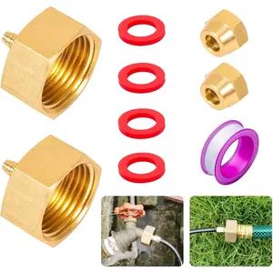 2 Pack Garden Hose Adapter, Solid Brass Standard 3/4" Female Thread to 1/4" Tube Adapter for Water Hose,Convert 3/4" Garden Hose to 1/4" Tube