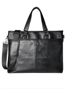 Leather Laptop Bag 15.6 Inch Waterproof Briefcase Crossbody Messenger Bag for Men, Office Work Vintage Style, Durable & Stylish