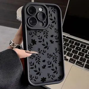 Soft Case for iPhone 16 15 14 Pro Max 13 12 11 XR XS Plus Shockproof Drop Protection Rugged Durable Elegant Floral Silhouette Silicone Cover