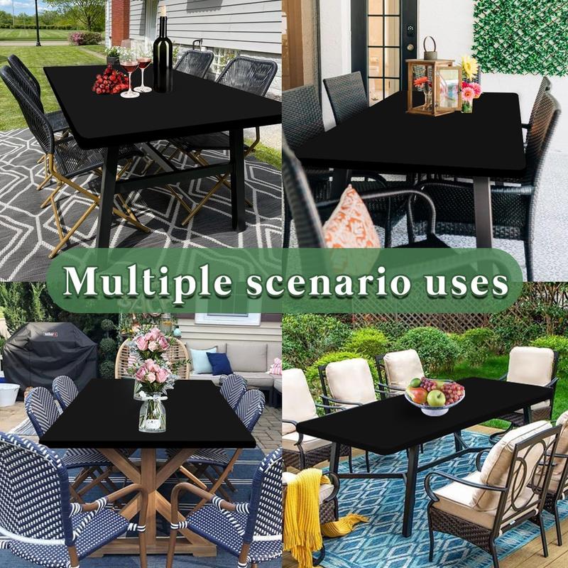 6 Pack Picnic Table Cover Fitted Tablecloth for 6 Foot Rectangle Tables Elastic Waterproof Stretch Washable Patio Folding Outdoor Spandex Table Cloth for Camping Banquet and Parties (Black,30" x 72")