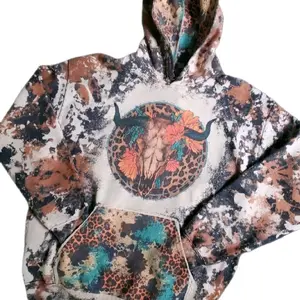 Gildan Western Cowhide Bleached Hoodie for Women - Soft and Durable - Womenswear, Casual