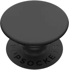 PopGrip Adhesive Grip with Expanding Kickstand for iPhone Samsung & More - Black Polycarbonate PC Material Anti-Drop One-Handed Use Cell Phone Holder