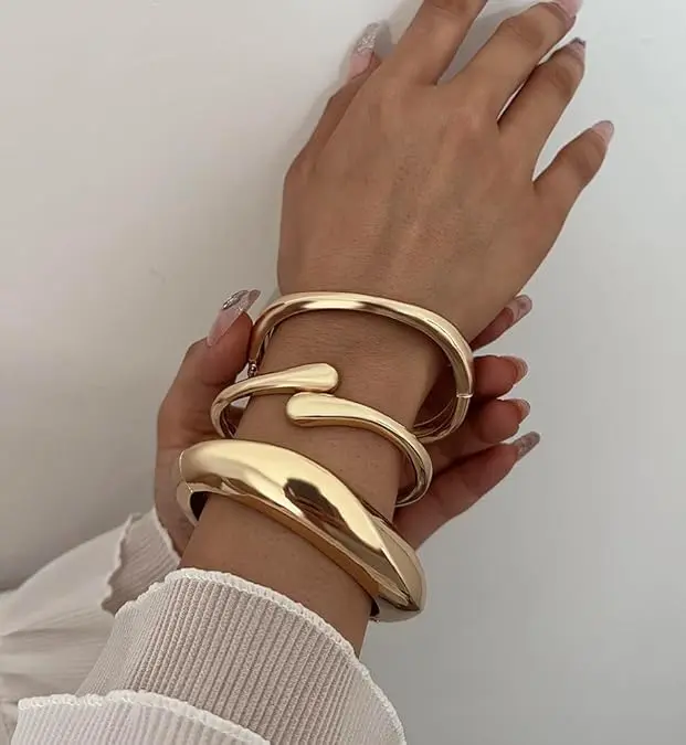Chunky Gold Bangle Bracelets for Women