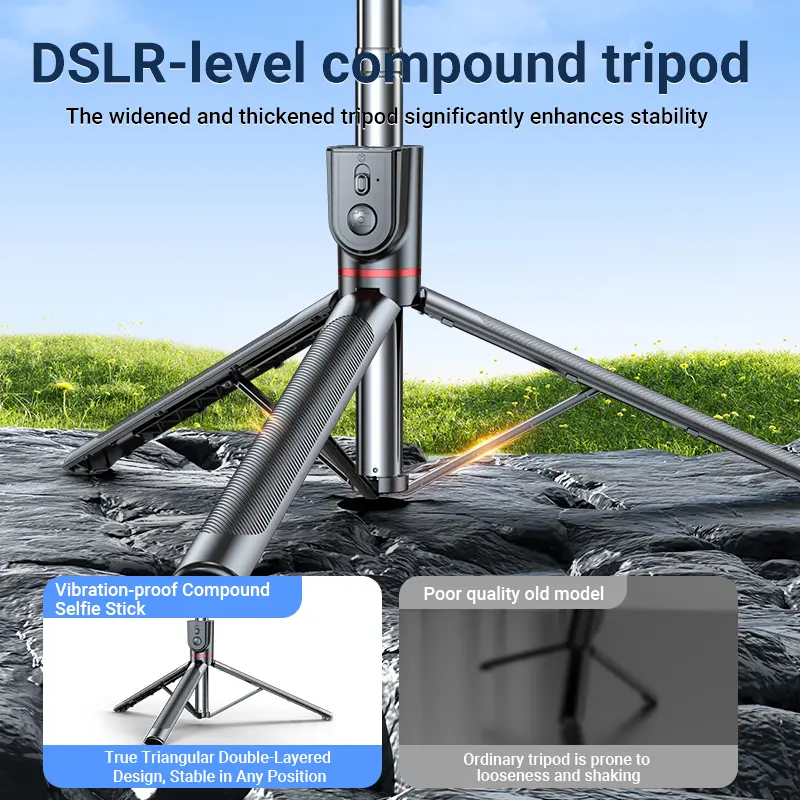 Multifunctional Selfie Stick Sports Camera Photography Travel Portable Live Mobile Phone Holder Tripod Vlogging Kit Videography Equipment for Sports Photography Travel Vlogging