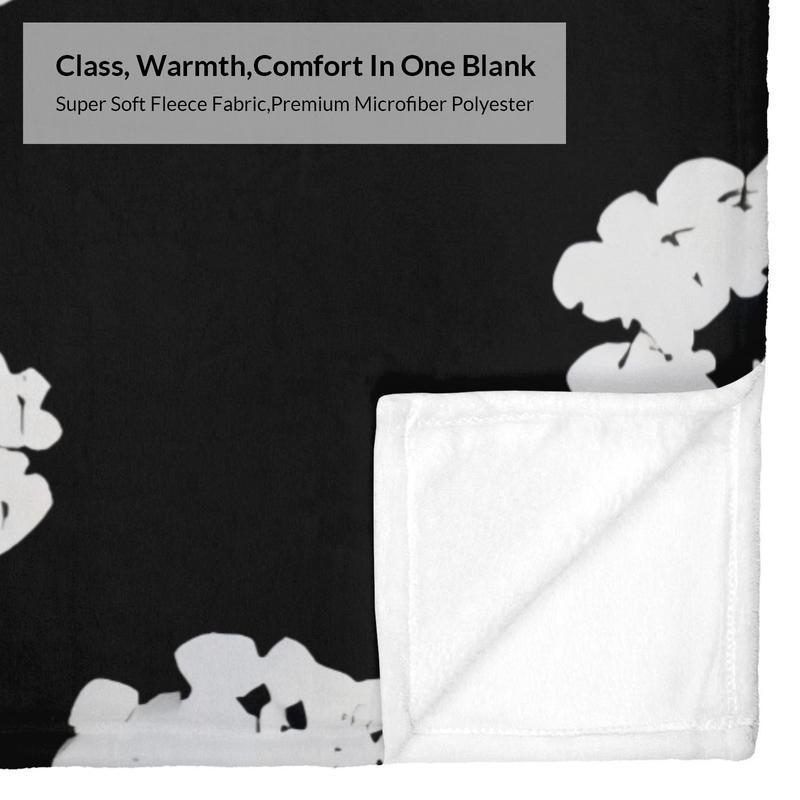 Luxury Cozy Black D-Denim Flannel Blanket with Unique White T-Tears Prints, Soft Plush All-Season Throw for Sofa, Bed, Modern Home Decoration,Perfect Birthday, Christmas, Halloween Gift