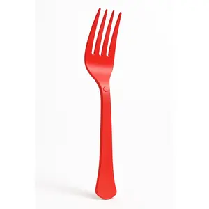 Red Heavy-Duty Plastic Reusable Forks, 50-Pack - 7.5 in.