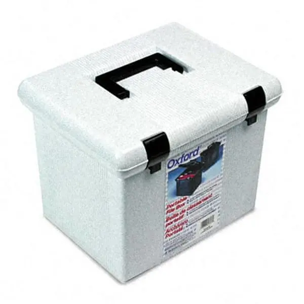 Esselte Pendaflex Granite Plastic Letter-Size Portafile File Box, 14-7/8" W x 12-1/8" D x 11-7/8" H, Built-In Handle, Latch, 4 per Carton