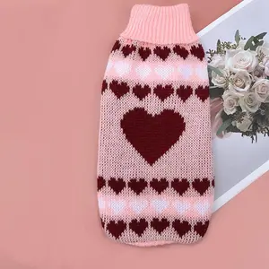 Heart Pattern Pet Sweater, Cute Pet Knitwear, Comfortable Pet Clothes for Small Medium Dogs, Fashionable Dog & Cat Clothing