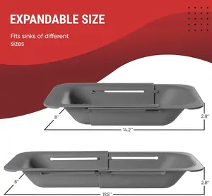 Collapsible Sink Colanders and Strainers Basket Over the Sink Colander Collapsible Colander Extendable Plastic Fruit Vegetable Strainer Drainer Basket for Kitchen (grey,1 Pack)