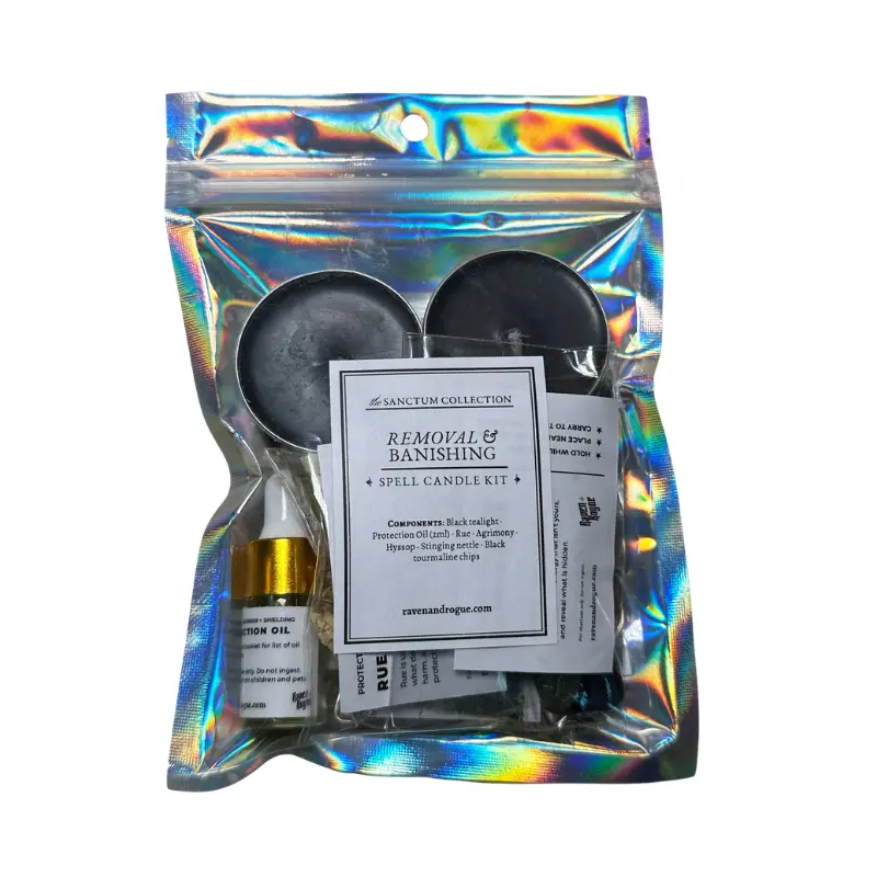 Intention Candle Kit – Money, Protection, Love Themes | Witchcraft Ritual Herb & Crystal Set