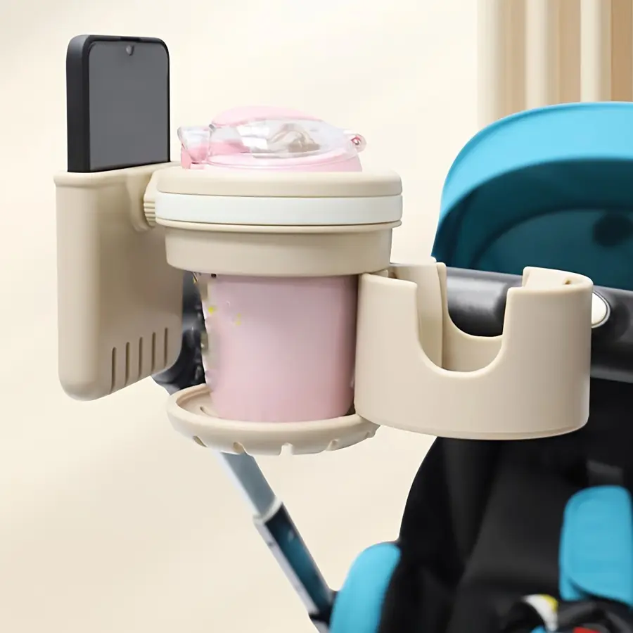3-In-1 Baby Stroller Cup Holder Storage Rack, Bottle Stand, Phone Stand, Cup Stand, Bottle Stand, Stroller Organizer, Traveling Stroller Gear, Essential Infant Accessories for Parents