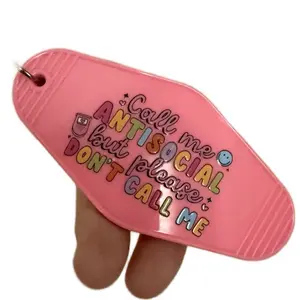 Pink Motel Keychain Call Me Antisocial But Please Don't Call Me Unique Design Accessory