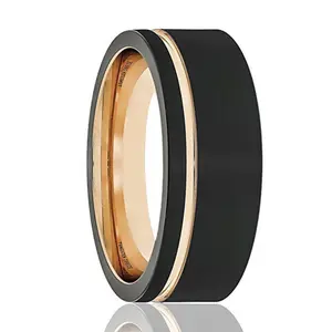 FALCON Thin Off Set Rose Gold Groove Tungsten