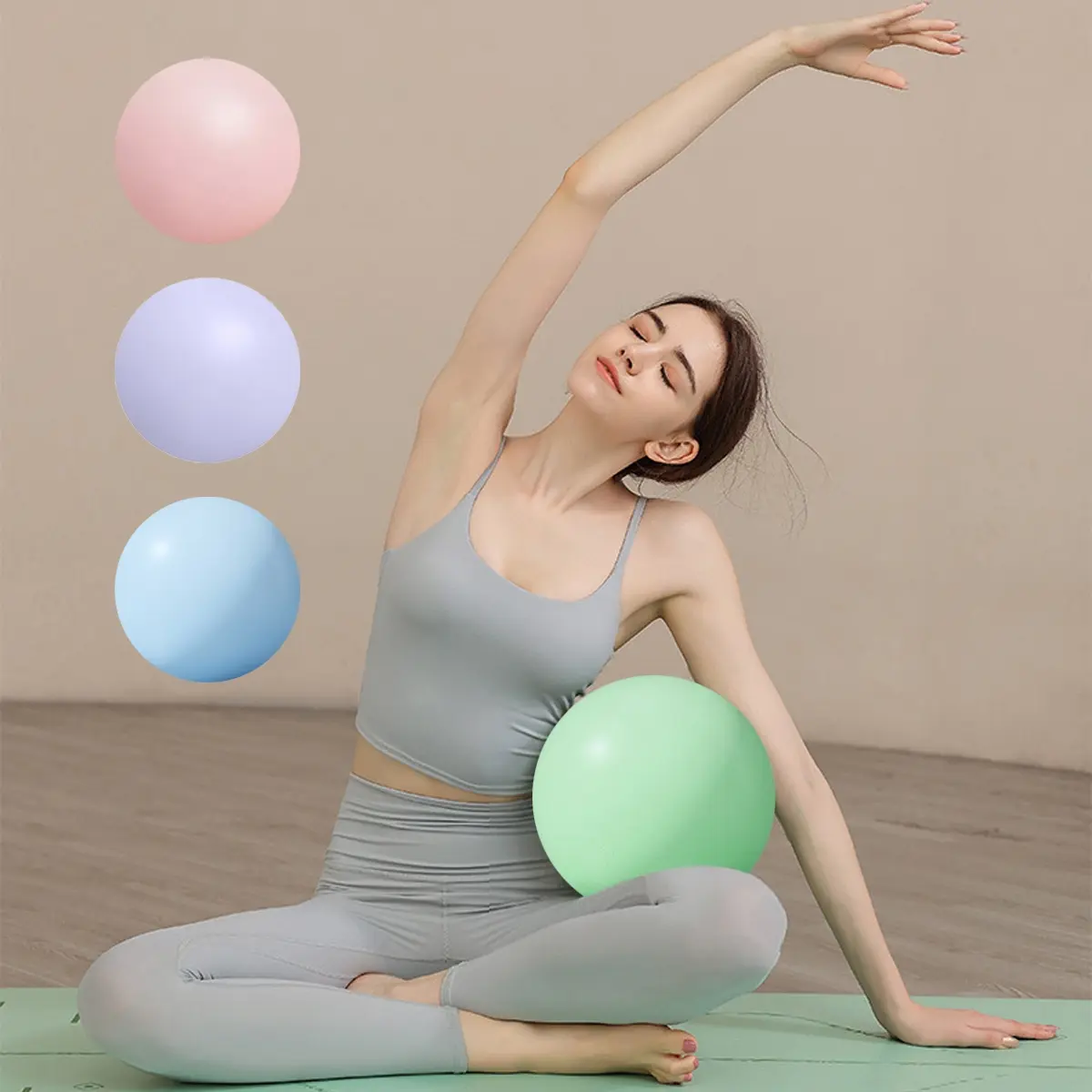 Professional Grade Anti-Burst Yoga Ball, 9.8 Inch Small Fitness Stability Ball, Slip-Resistant Design for Pilates & Exercises, Home Gym, Home Workout Equipment Pilates Balls