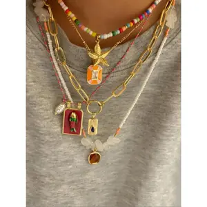 Cute Colorful Beaded Necklace, Fashionable Starfish & Fish Design Pendant Necklace for Women & Girls, Trendy All-match & Exquisite for Birthday Gift, Mothers Day Gift Ideas, Charm Necklaces