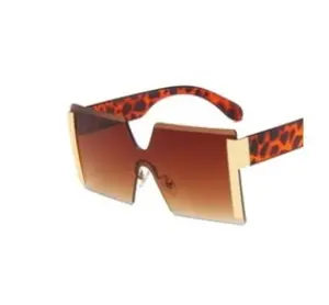 GorJus Unisex No Frame Oversized Lens Sun Shades with Leopard Print Arms & UV400 Protection for Outdoor Activities