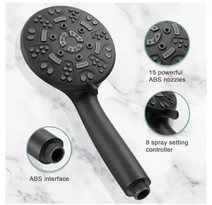 Cobbe 8 Functions Shower Head with handheld, High Pressure Shower Head Set with Hose Adjustable Bracket Rubber Washers (Matte Black)