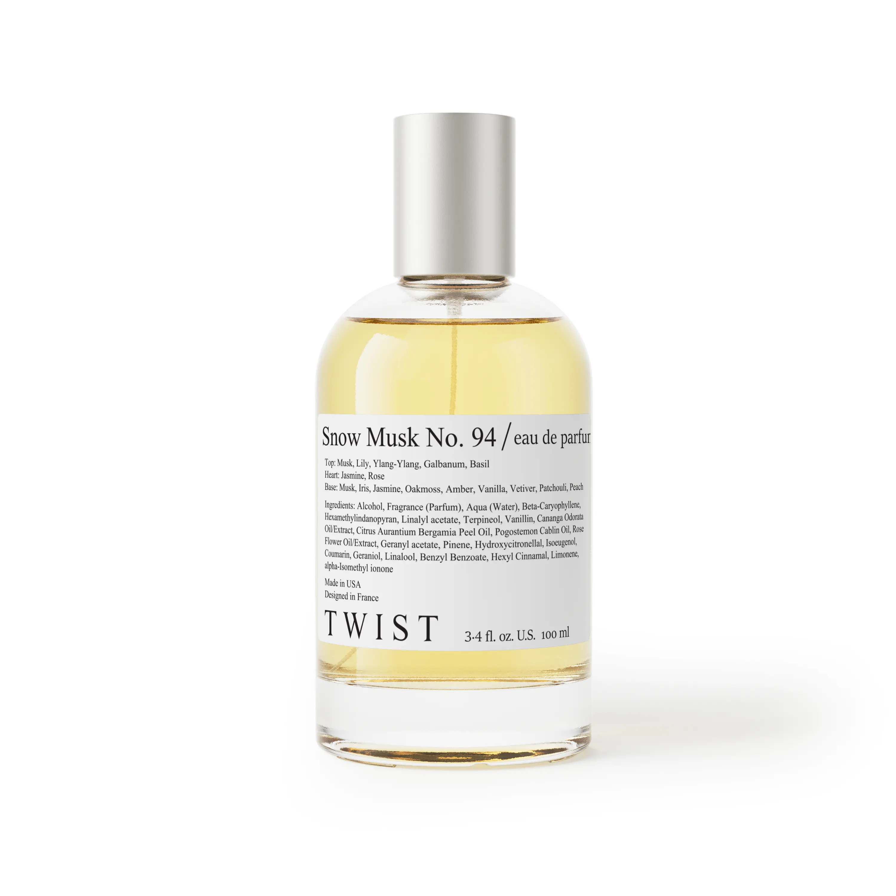 Twist Perfumes | Snow Musk No. 94 | Soft Floral Gourmand Perfume for Women | Long Lasting Musk Fragrance
