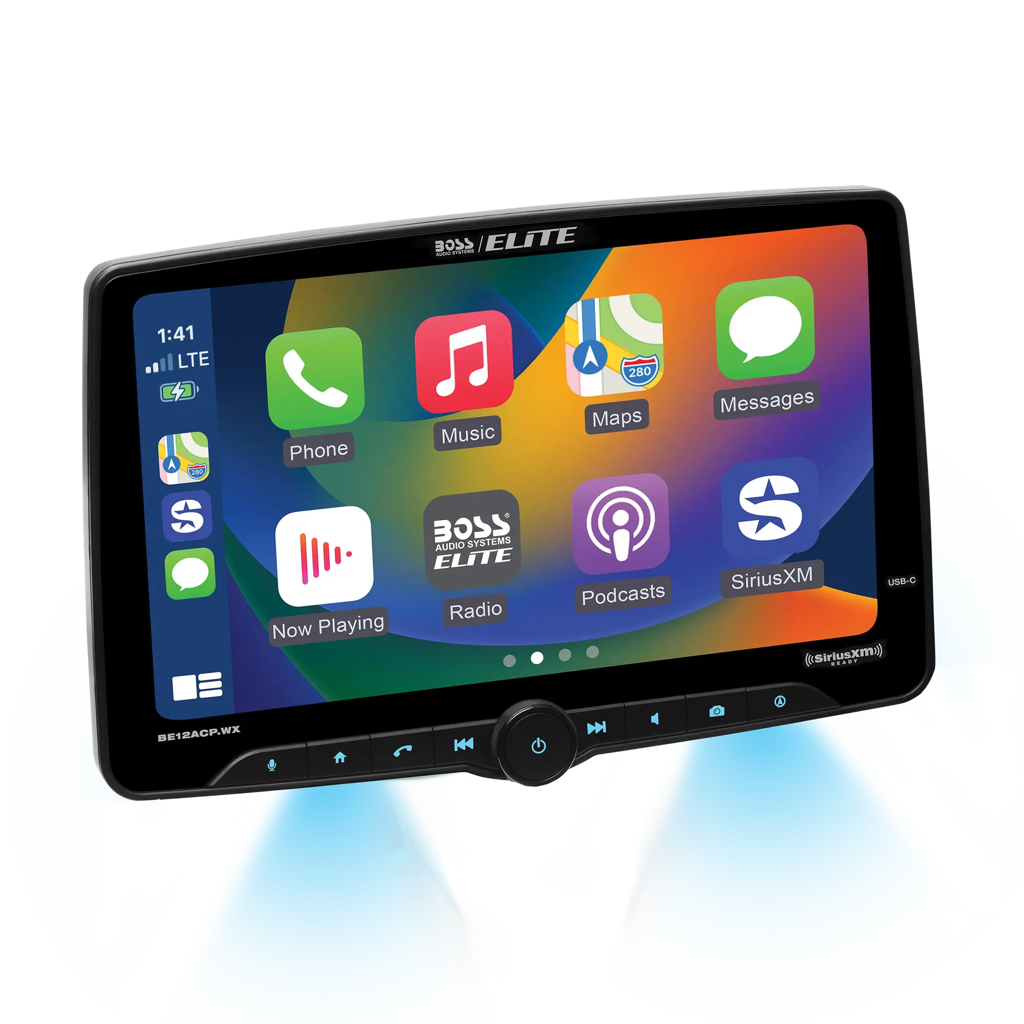 Boss Audio BE12ACP.WX Single-DIN, Wireless/Wired Apple CarPlay & Android Auto, Mech-less Multimedia Player (no CD/DVD) 12" Touchscreen Bluetooth