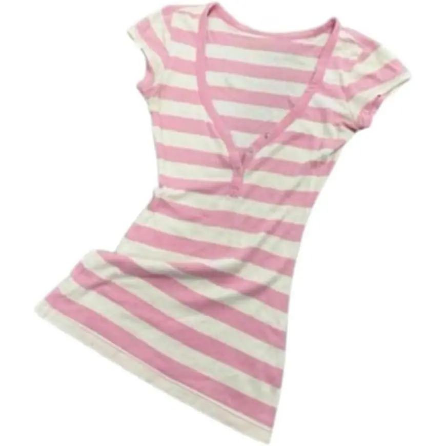 Y2k Grunge Striped Shirts Women Teen Girls Fitted Emo Goth Top 2000s Clothing Vintage Tees Streetwear tank air Long Sleeve Deep Neck Tie zip hoodie