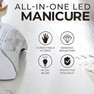 Gelish 18G Classic LED Light - Professional Nail Curing Lamp for Home or Salon Use, Fast-Drying 36W, Corded, SafeLight Technology, Ergonomic Design, Pedicure-Friendly.