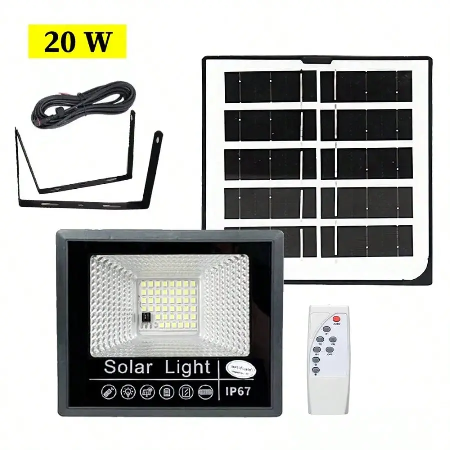 20W Solar Power Remote Control Spotlight Waterproof Focus IP67 Wall Lights Kit with Spotlight, Solar Floodlight, Yard Lighting