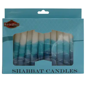 White Turquoise Shabbat Candles