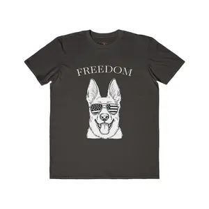 Patriotic Dog with Sunglasses Men’s Freedom Tee | American Flag