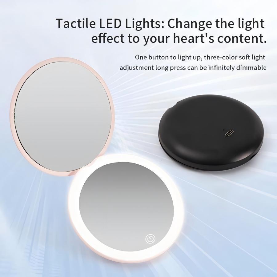Portable Foldable LED Makeup Mirror, 1 Pack Travel Compact Mirror for Women, Pocket Size Handheld Makeup Tool with Light Portable Foldable LED Makeup Mirror, 1 Pack Travel Compact Mirror for Women, Pocket Size Handheld Makeup Tool with Light