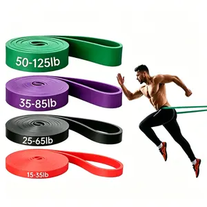LHU Unisex TPE Portable Exercise Bands - Durable Stretching Band, Workout Accessories for Strength Training & Pull-Up Assistance, Red Black Purple Green Set Home Gym Kit