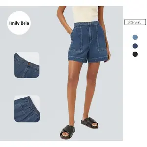 Imily Bela Womens Casual High Waisted Jean Shorts Wide Leg Loose Fit Summer Denim Shorts with Pockets