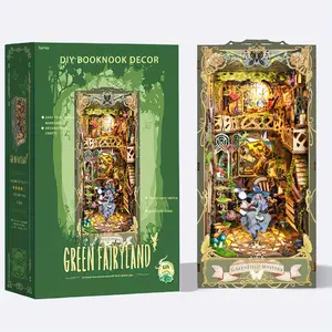 3D Puzzle Book House Wild Wonderland, Miniature Wooden Dollhouse Kit with LED Lights, Artistic Creative Room Decor, DIY Assembly Required