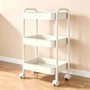 Rolling Storage Organizer, 3-Tier Metal Utility Cart, Easy Assembly, Nursery Diaper Station, New Mom Essentials, Baby Room Storage, Breastfeeding Station, Rolling Laundry Cart, Bathroom Towel Rack, Kitchen Pantry Shelf, Narrow Space, Baby Shower Gift 2026
