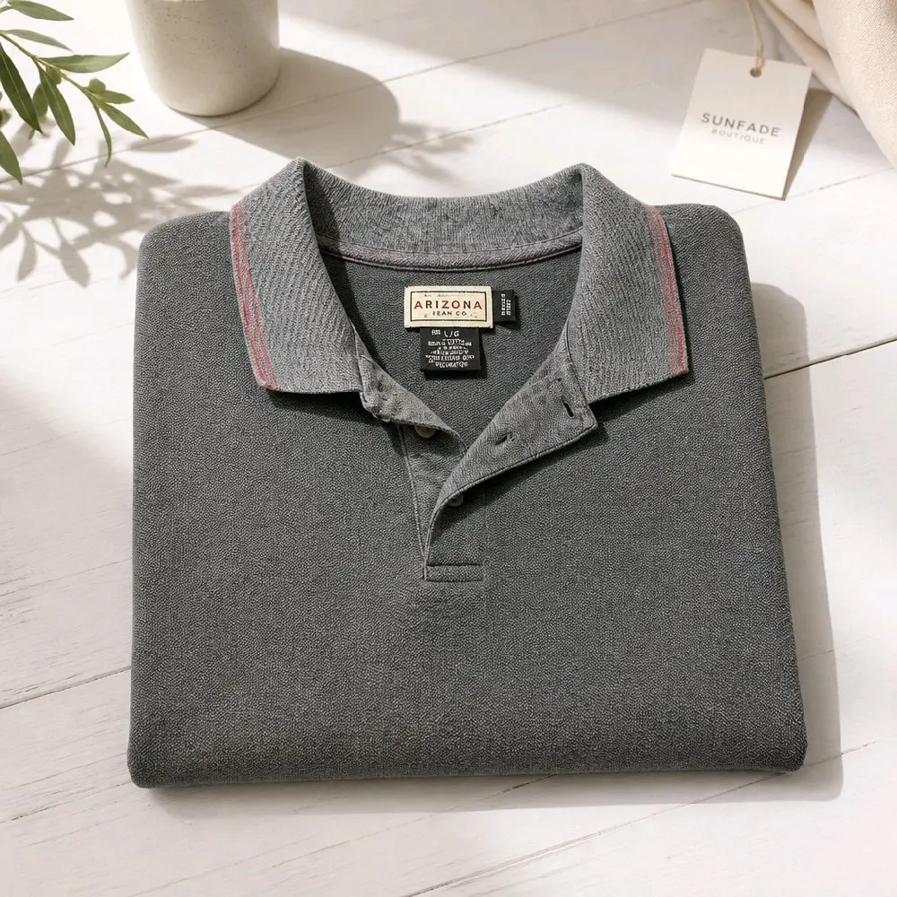 Arizona Jean Co Men's Extra Large Grey Polo Shirt Cotton Blend Top 5031