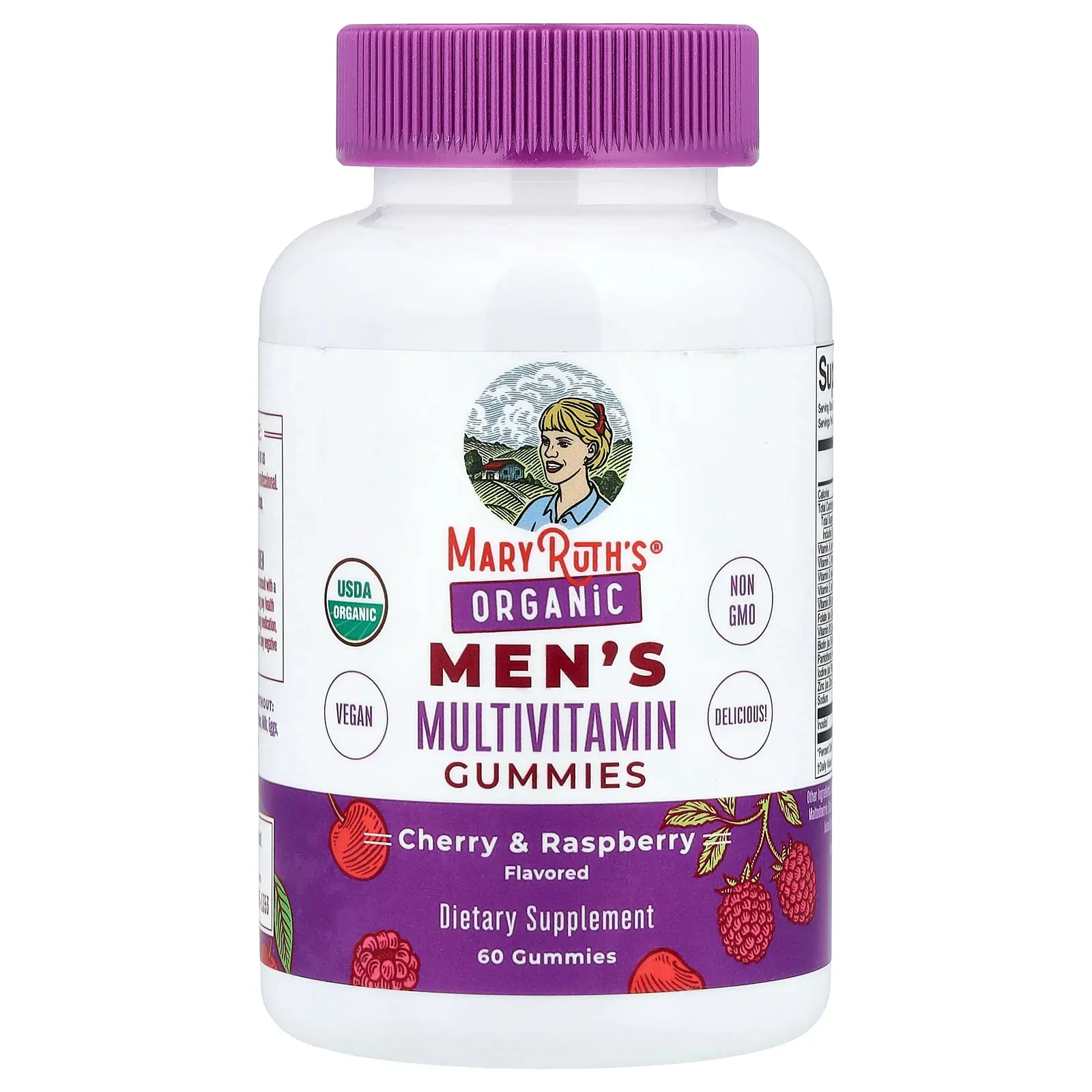 MaryRuth's Organic Men's Multivitamin Gummies, Cherry & Raspberry, 60 Gummies