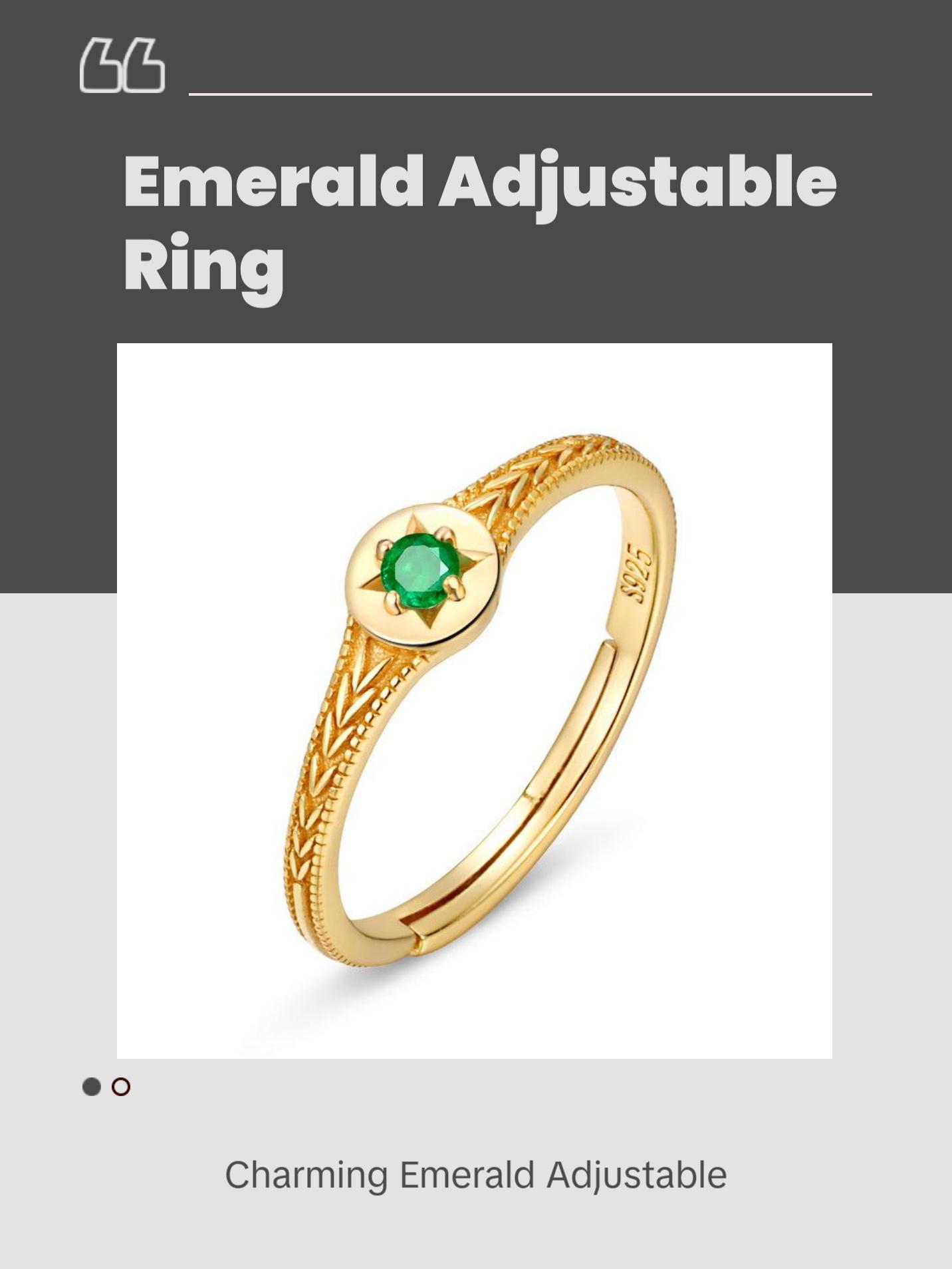 Emerald Sun Stamp Adjustable Ring