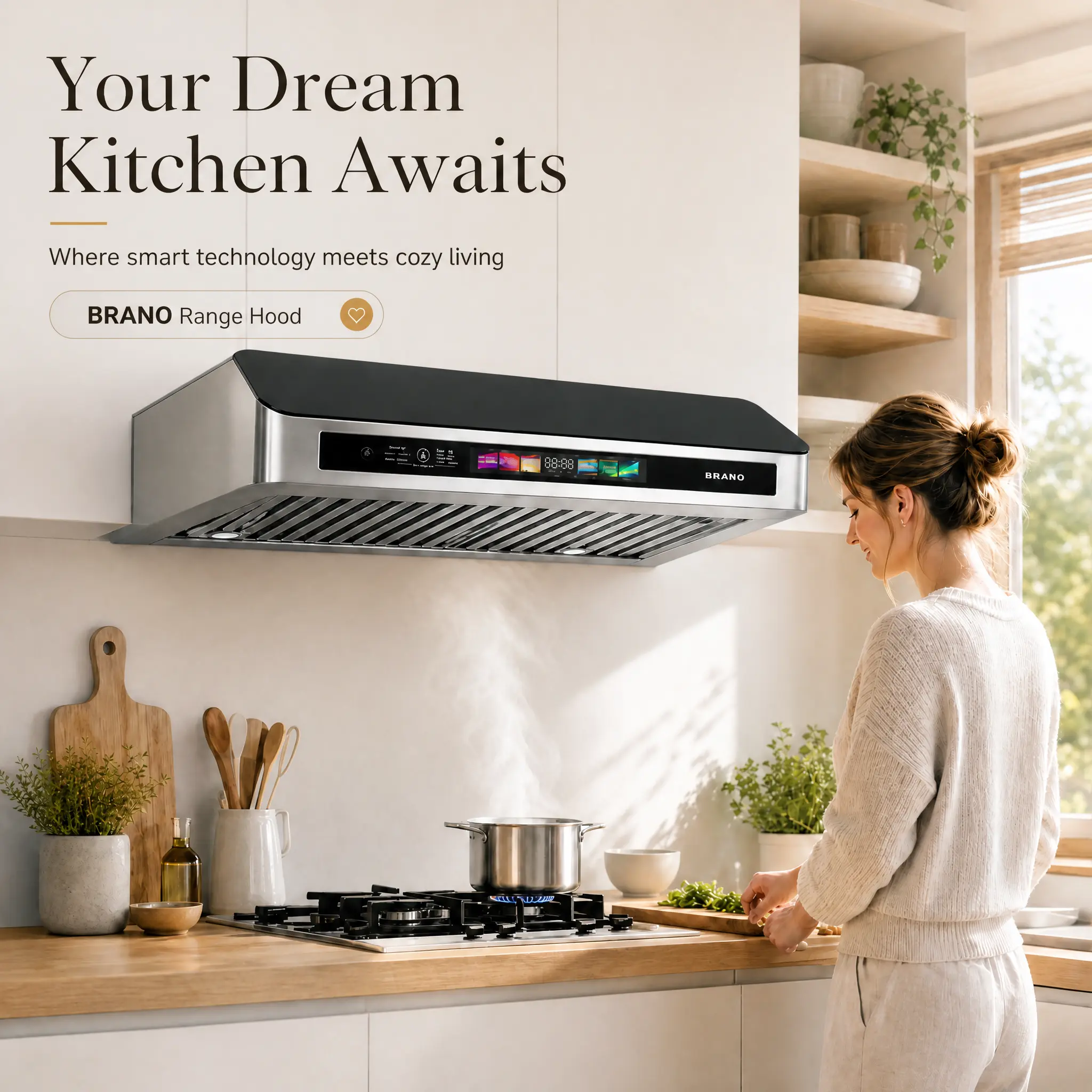 30-Inch Stainless Steel Under Cabinet Range Hood Appliance, 900 CFM Kitchen Vent Hood, Voice & Gesture Hands-Free Smart Control, Whisper-Quiet Low Noise, Washable Baffle Filters, Household Items