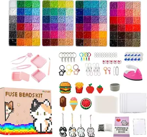 Psykade Fuse Beads Kit-Easy DIY-96 Colors 53000 2.6mm, 200+ Patterns, Built-in Iron |   DIY Crafts Supplies for Women, Art Decorations for Room, Ideal Gift,Pixel Art,All-in-One
