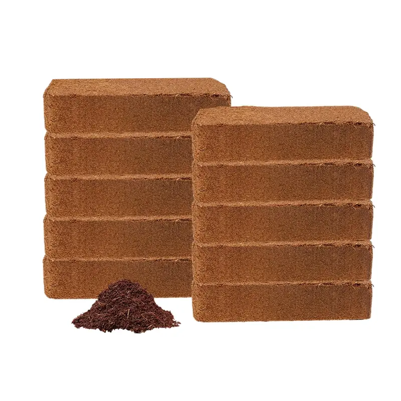 10 Organic Coconut Fiber Bricks - 100% Natural Compressed Coconut Fiber Substrate for Planting, Herbs