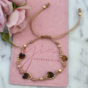 Tigers Eye Mini Heart Shaped Natural Gemstone Stone Bead Bracelet, Natural Gemstone Bracelet