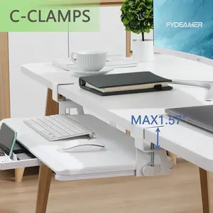 ETHU Ergonomic Keyboard Tray Under Desk, 26.77" X 11.81" Large Size with C Clamp Mount – Easy to Install White Computer Tray for Home & Office