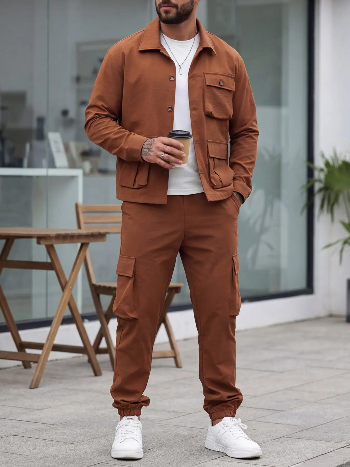 Men's Casual Trendy Lightweight Comfortable Big Pocket Long Sleeve