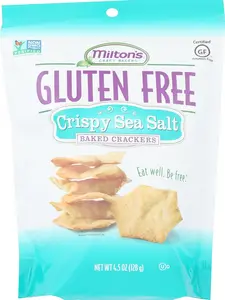 Milton's Craft Bakers Gluten Free Crispy Sea Salt Crackers - Baked Sea Salt Crackers, Non-GMO Project Verified, Kosher, Certified Gluten Free Sea Salt Snack, 5 Grains In Every Bite - 4.5 Oz