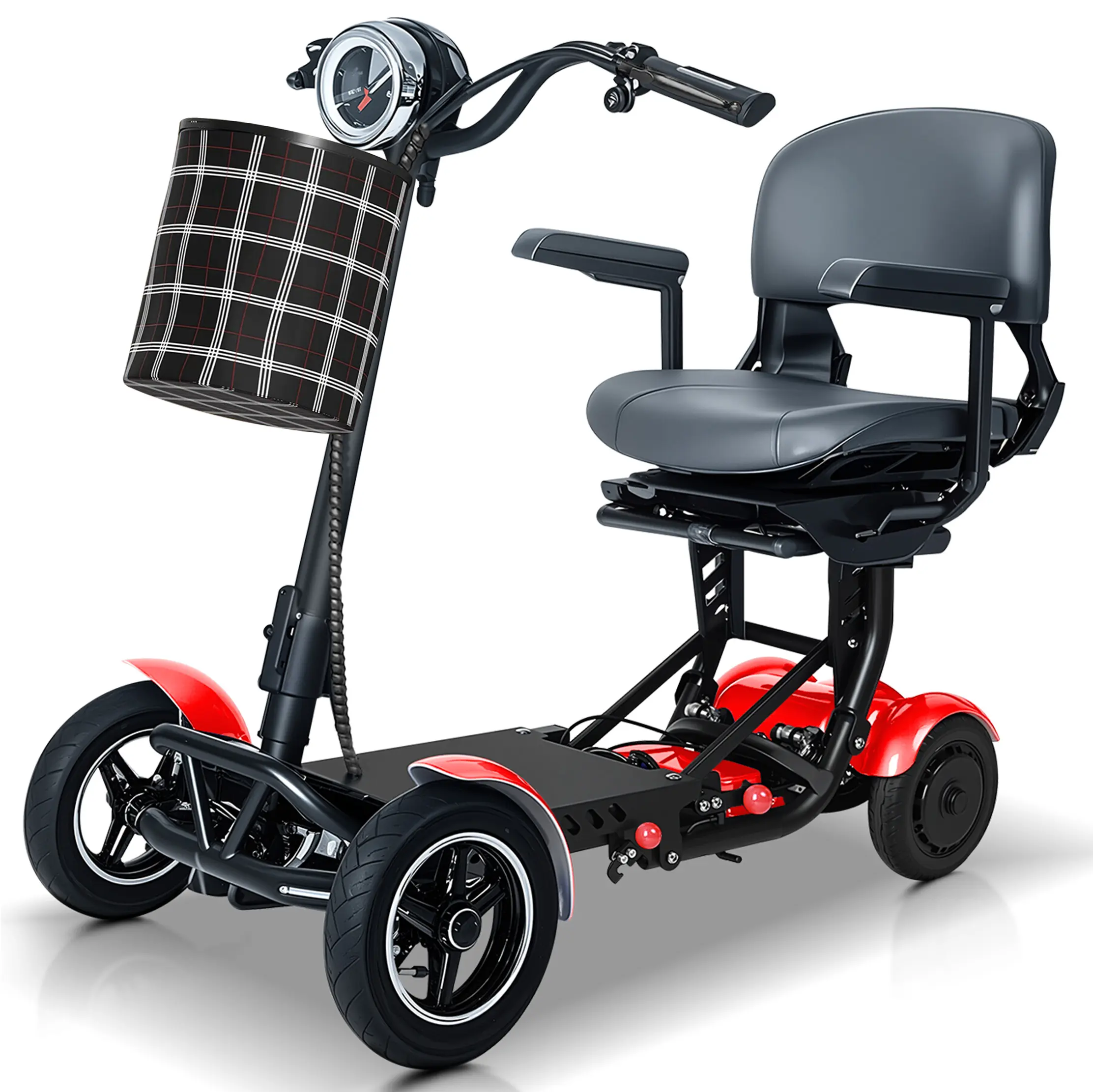 Terrosor Compact 4-Wheel Foldable Portable Electric Mobility Scooter for Seniors - 500W Dual Motor 500w Power, 30-mi Range, 11 MPH, All-Terrain Lightweight Outdoor Fun Recreation Scooter, Seniors And Adults