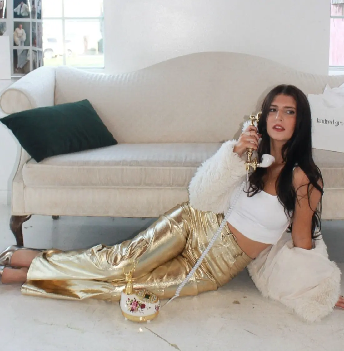'Gaia' Metallic Gold Cargo Pants