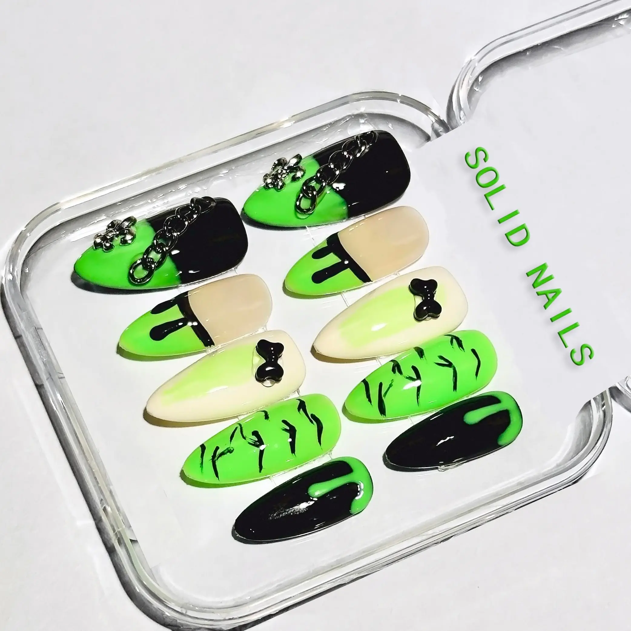 Solid Nails |The wizard Of Oz Handemade Press On Nails REUSABLE 3D Gel Fake nails acrylic press nails/Summer 2025 y2k nail Spider Mummy Halloween Press-On Nails Spooky Pumpkin Short Press-On Nails