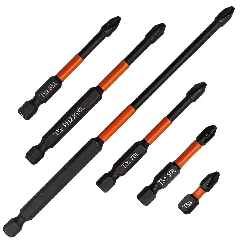 6-Piece PH2 Magnetic Phillips Screwdriver Set — High Hardness, Anti-Slip, Impact-Resistant, Multiple Length Options for Electric Drivers drill bit screw tips non-slip screwdriver bit k5 driver bit