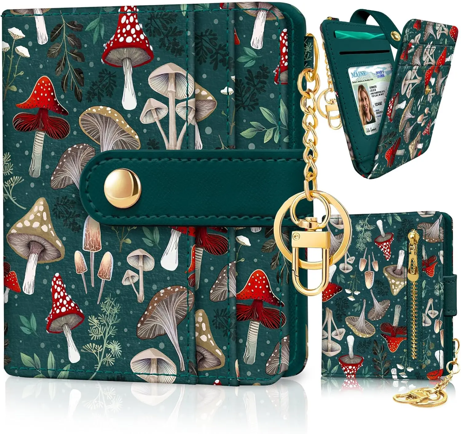 Mushroom Green Rfid Ladies Wallet