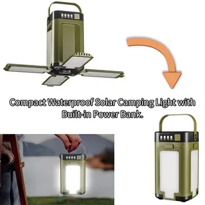 Foldable Rechargeable LED Camping Light, Solar & USB Dual Power Adjustable Waterproof Multifunctional Flashlight, Battery Level Display, Portable Outdoor Tent Lamp, Multifunctional Lighting,outdoor light,strobe light,,solar outdoor light,solar light